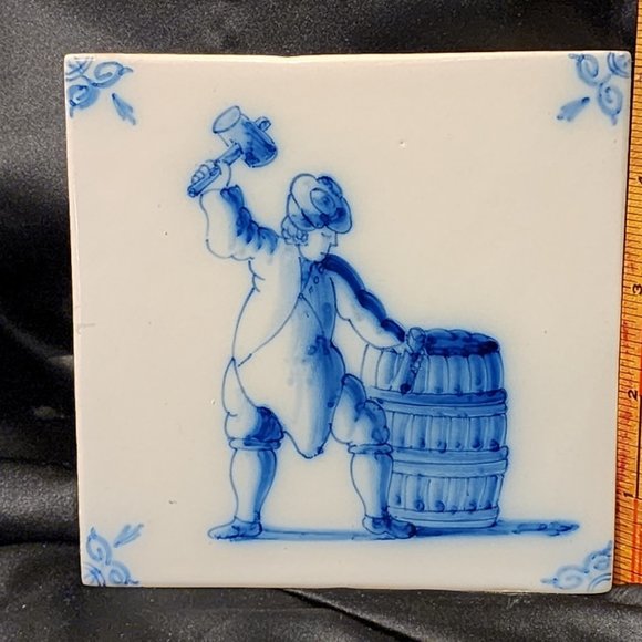 Vintage Harlingen Holland Delft Tile: Cooper - Picture 2 of 5